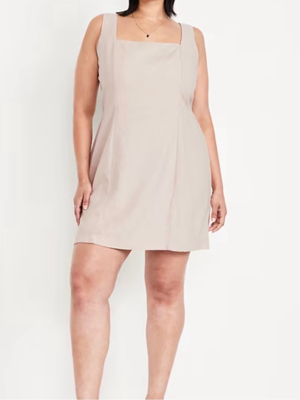 Old Navy Square-Neck A-Line Mini Dress - Beige